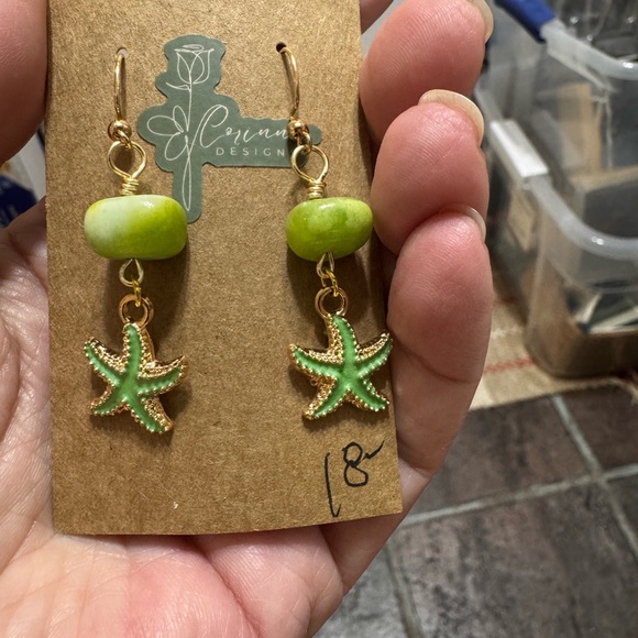 Green and Gold Nautical Earrings - Picture 1 of 1